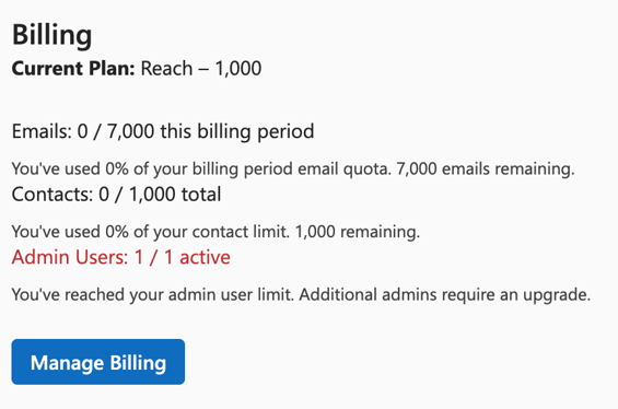 Reach Billing Details